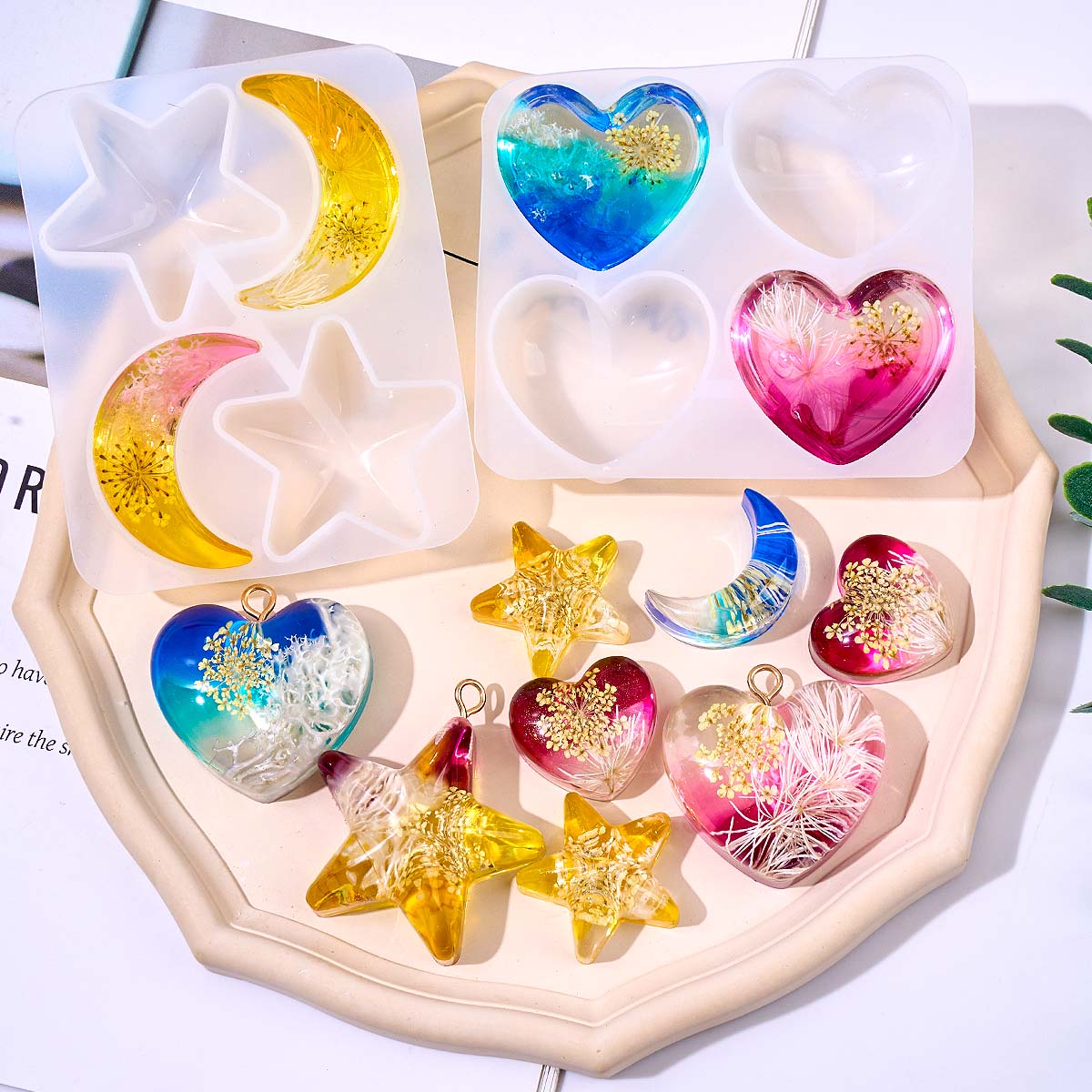 Jewelry Making Mold - Heart Star Moon Pendant Silicone Mold