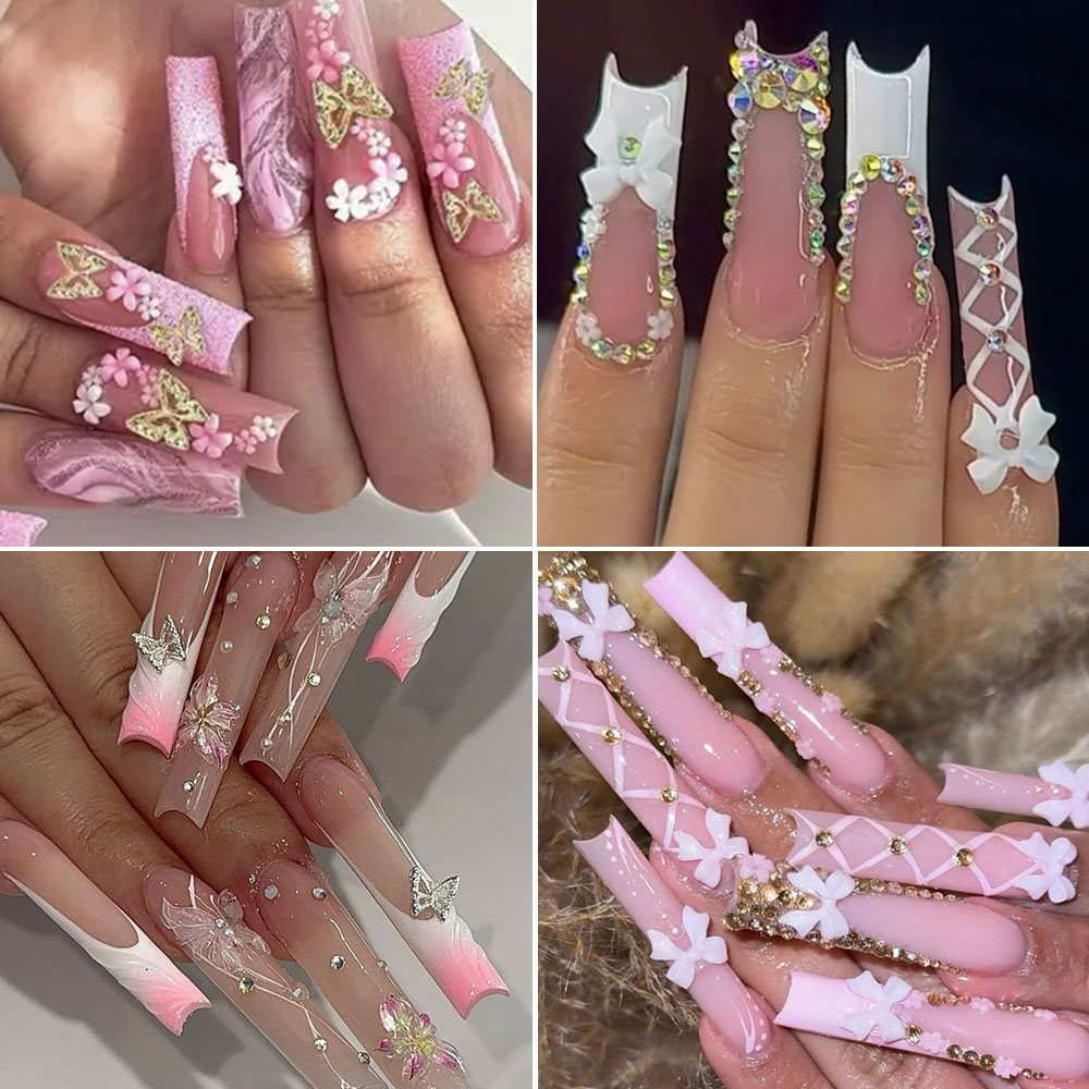 12Grid Pink White Bow Nail Art - Crystal Bead Mix review and price
