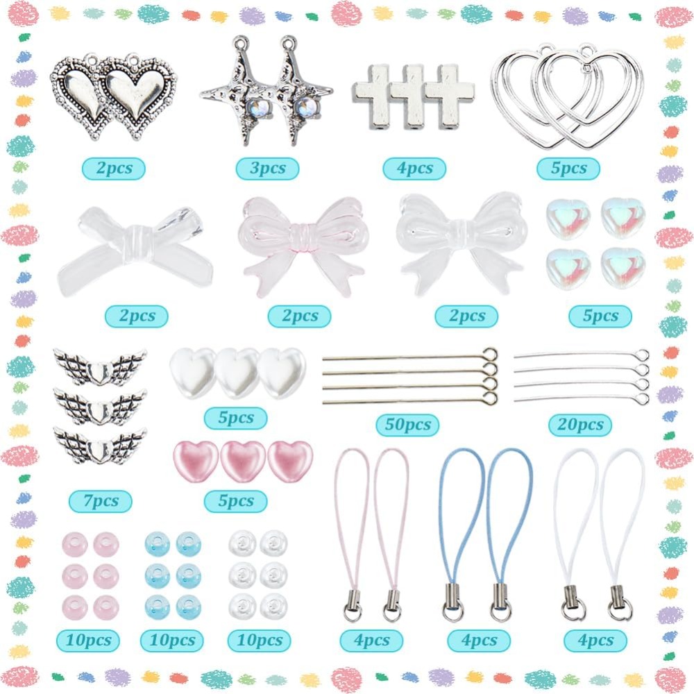 154Pcs DIY 8 Sets Phone Charm  - Jewelry Making Course review and price
