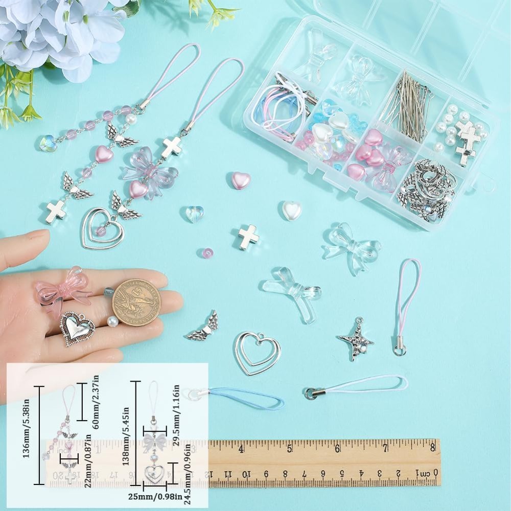154Pcs DIY 8 Sets Phone Charm  - Jewelry Making Course review and price