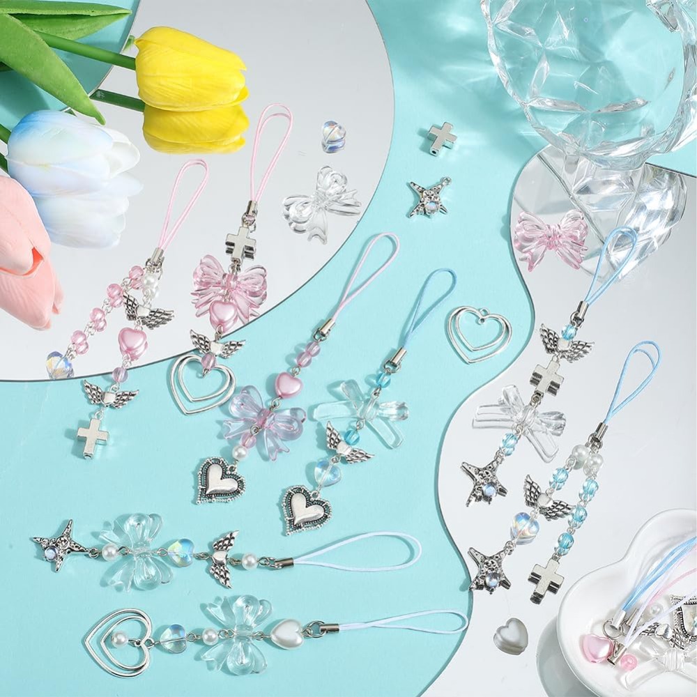 154Pcs DIY 8 Sets Phone Charm  - Jewelry Making Course review and price