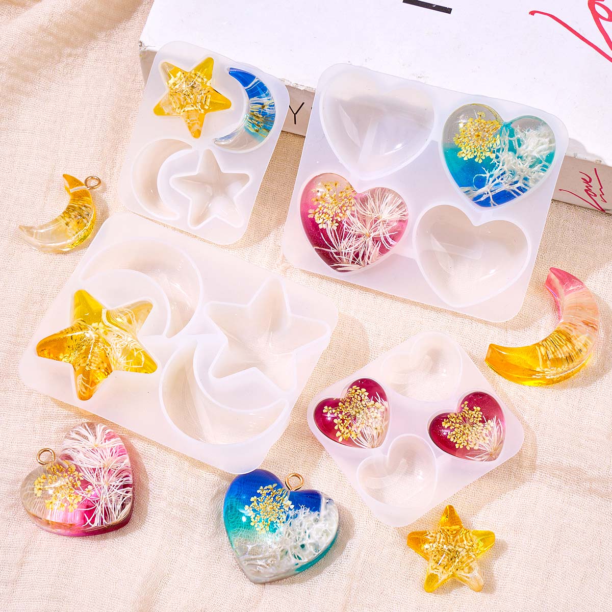 Heart Star Moon Pendant Silico - Jewelry Making Mold review and price