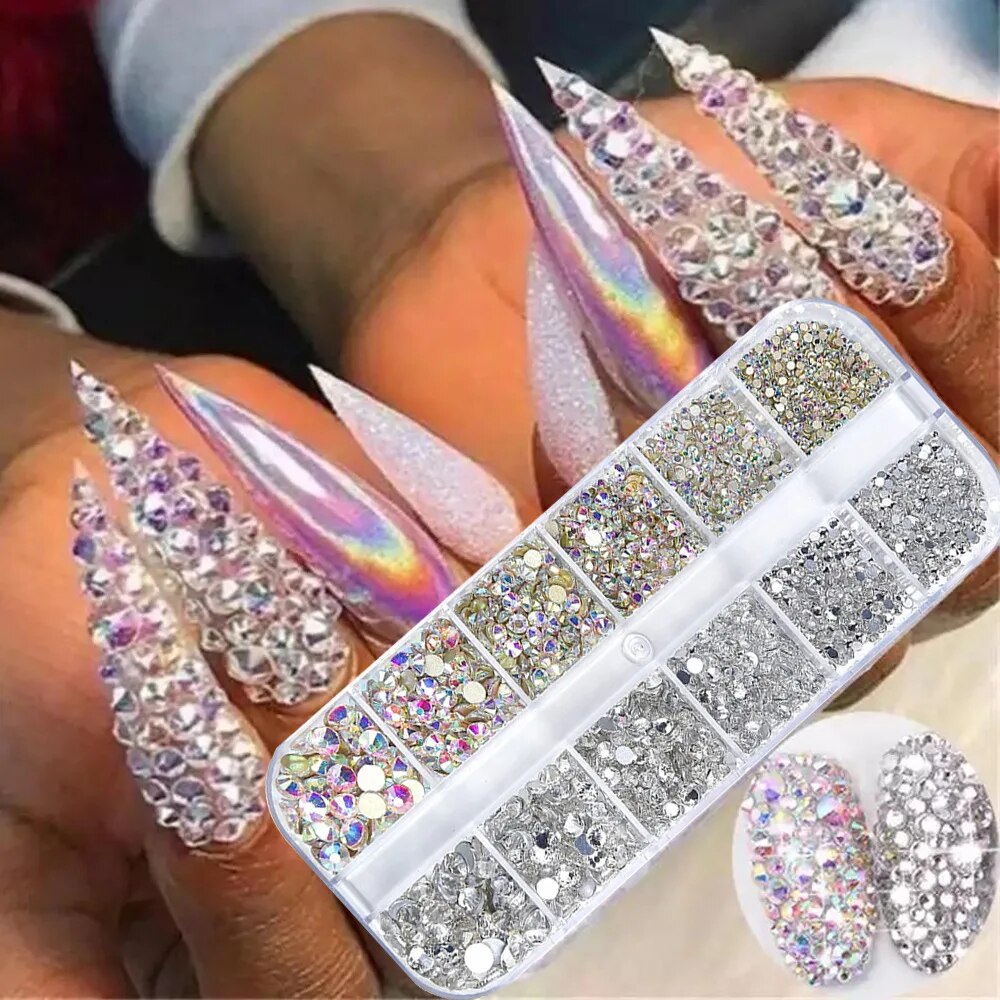 Nail Art Rhinestone 12Grids Bo - Crystal Bead Mix review and price