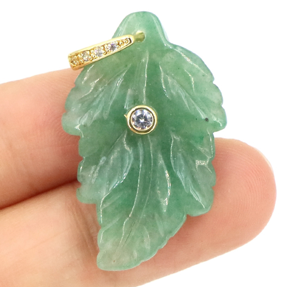 Natural Stone Leaf Pendant Hea - Jewelry Making Gemstones review and price