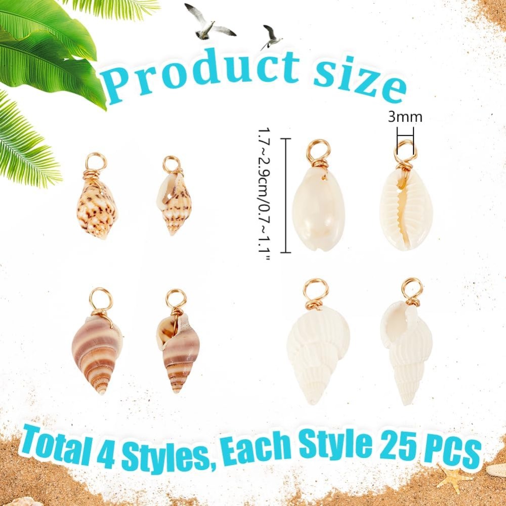 100pcs 4 Styles Natural Shell  - Jewelry Making Degree review and price