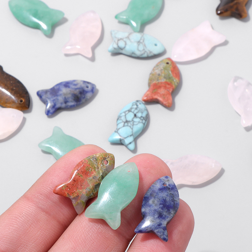 2Pcs Fish Shape Natural Stone  - Jewelry Making Gemstones review and price