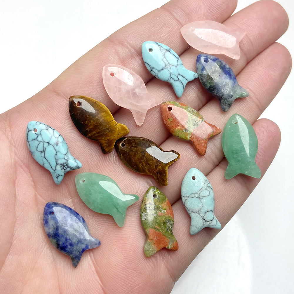 2Pcs Fish Shape Natural Stone  - Jewelry Making Gemstones review and price
