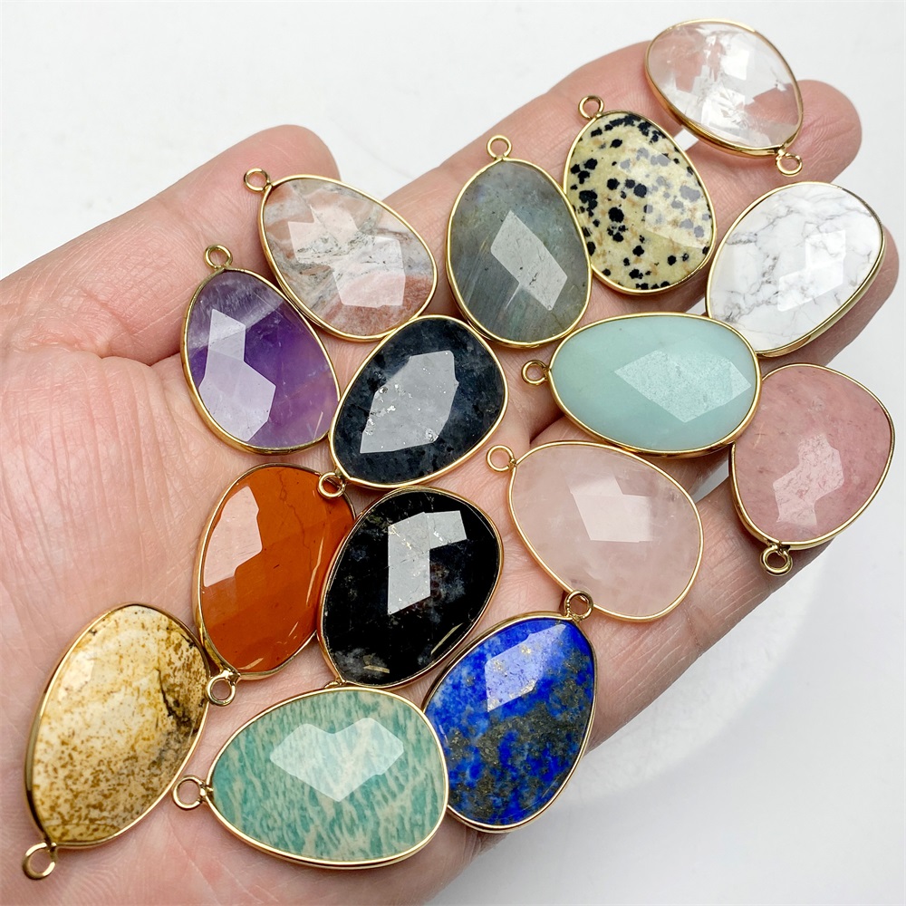 2pcs Egg Shape Stone Pendant N - Jewelry Making Gemstones review and price